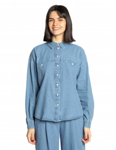 Camisa denim oversize azul claro Archer Ichi Sommes Demode Zaragoza