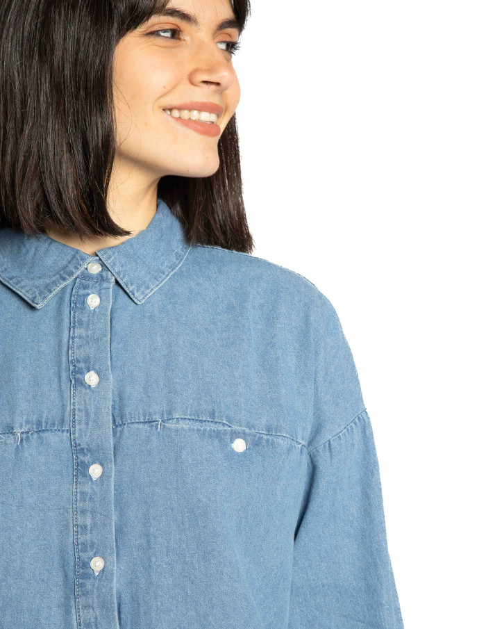 Camisa denim oversize azul claro Archer Ichi Sommes Demode Zaragoza