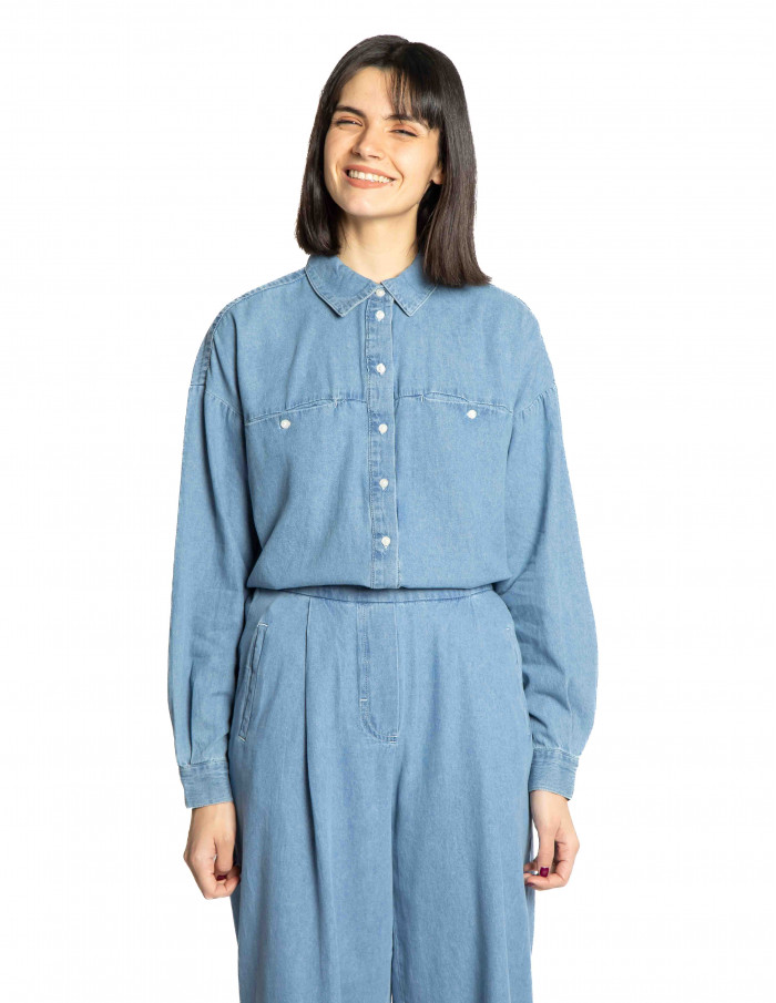 Camisa denim oversize azul claro Archer Ichi Sommes Demode Zaragoza