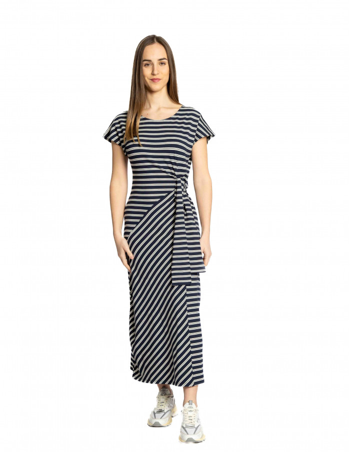 Vestido largo navy rayas con lazada Nice Things Sommes Demode Zaragoza