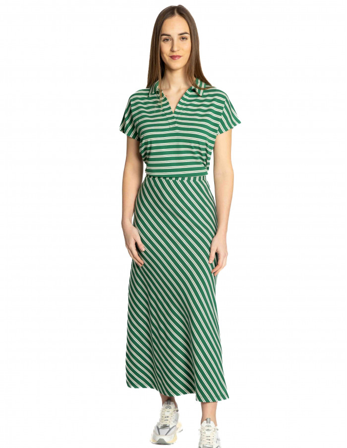 Falda midi verde rayas diagonales blancas Nice Things Sommes Demode Zaragoza