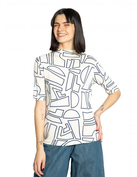 Top crudo geometría azul Soara Byoung Sommes Zaragoza