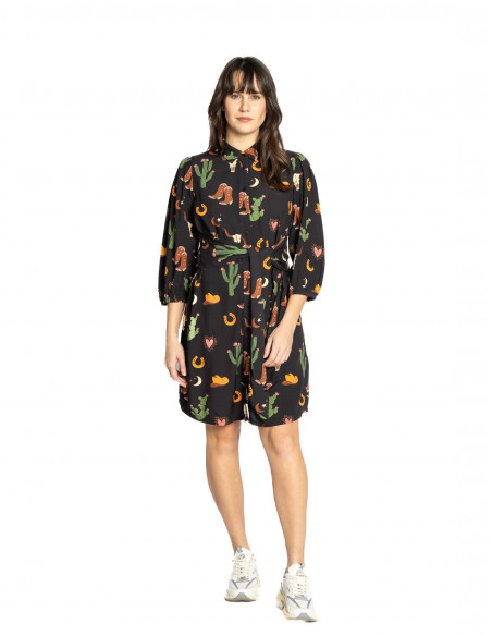 Vestido corto negro print Cowboy Mildred Sugarhill Sommes Demode Zaragoza