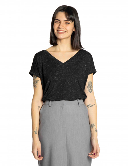 camiseta cuello pico negra rebel ichi sommes demode zaragoza