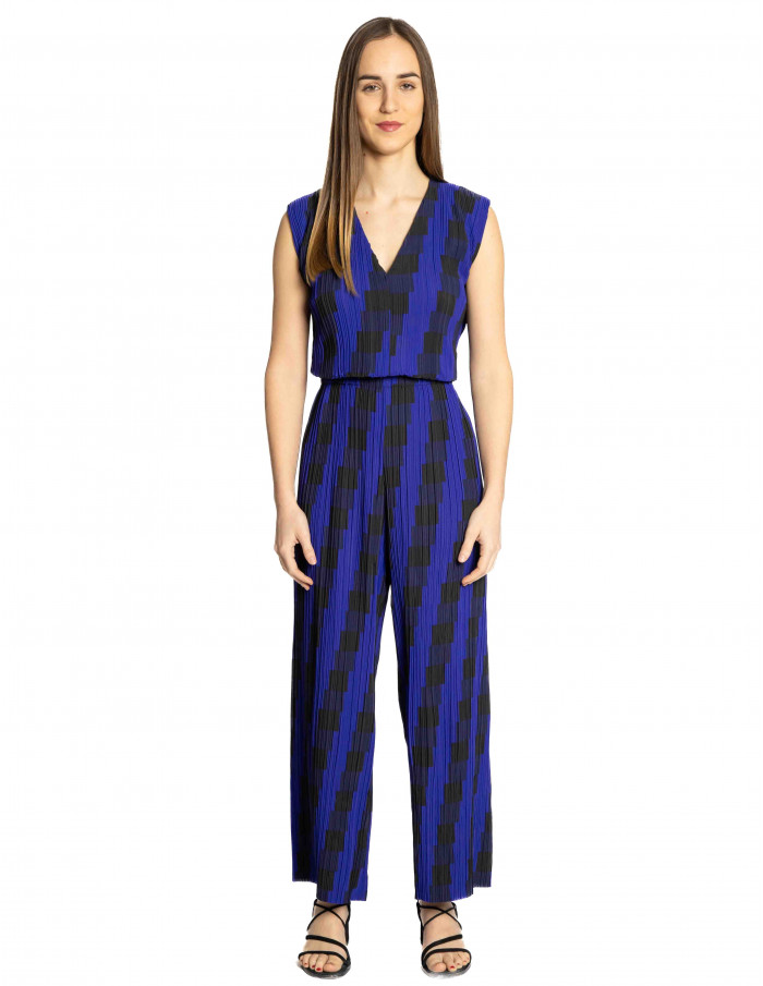 pantalon plisado azul y negro izate skfk