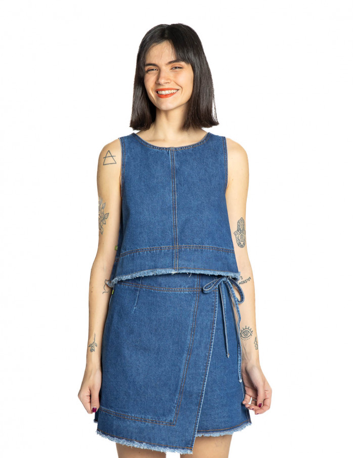 Top crop denim Dafne Frnch Sommes Demode online Zaragoza