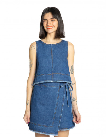 Top crop denim Dafne Frnch Sommes Demode online Zaragoza