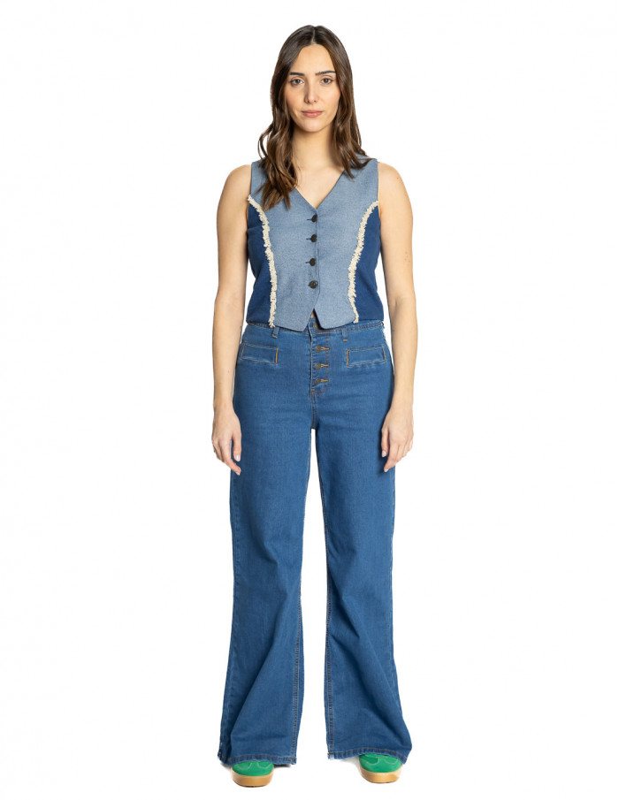 Jeans tiro alto azul con botones Wild Pony Sommes Demode Online Zaragoza