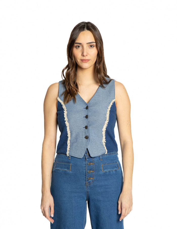 Chaleco sastre denim patchwork Wild Pony Sommes Demode Online Zaragoza