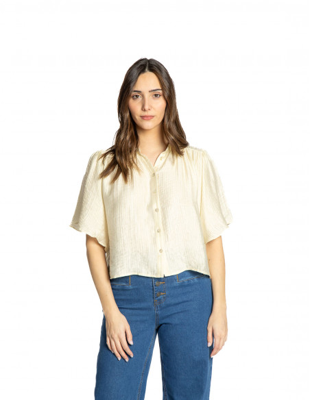 Camisa fluida manga corta champán Wild Pony Sommes Demode Zaragoza