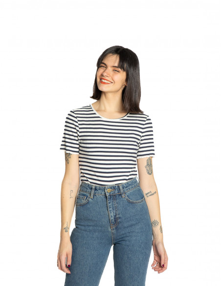 Camiseta canalé rayas marineras Cella Ichi Sommes Demode Zaragoza