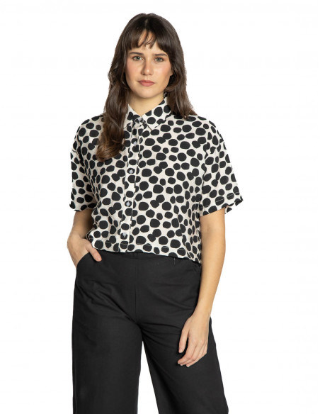 camisa crop blanca lunares negros compañia fantastica sommes demode zaragoza