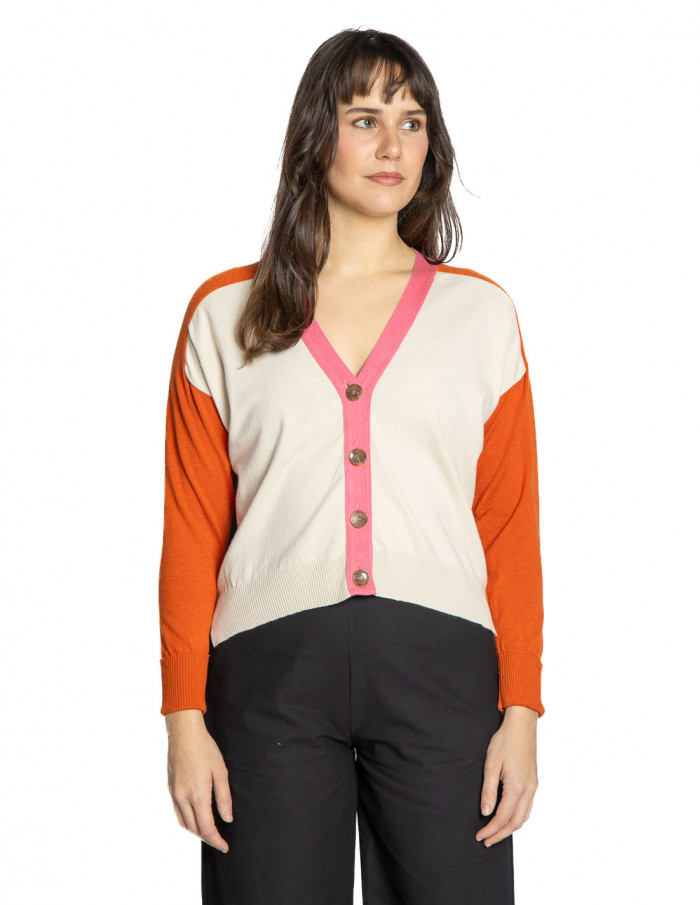 cardigan crudo color block pan sommes demode zaragoza
