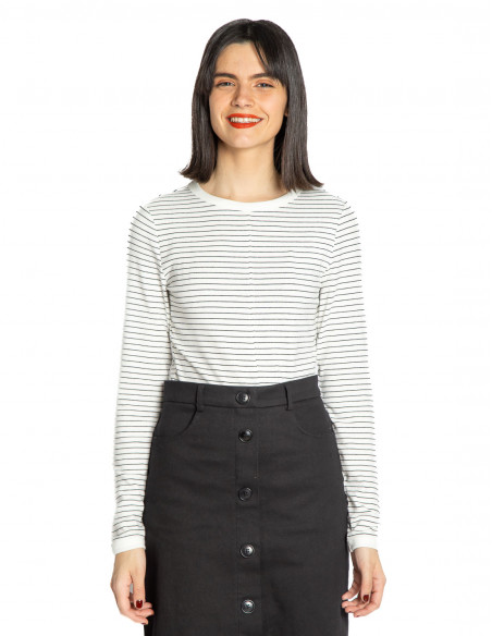 camiseta blanca rayas negras costura central sommes demode zaragoza