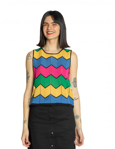 top crudo de punto zigzag multicolor pepa loves sommes demode zaragoza