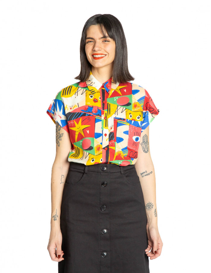 camisa estampado comic multicolor pepa loves sommes demode zaragoza