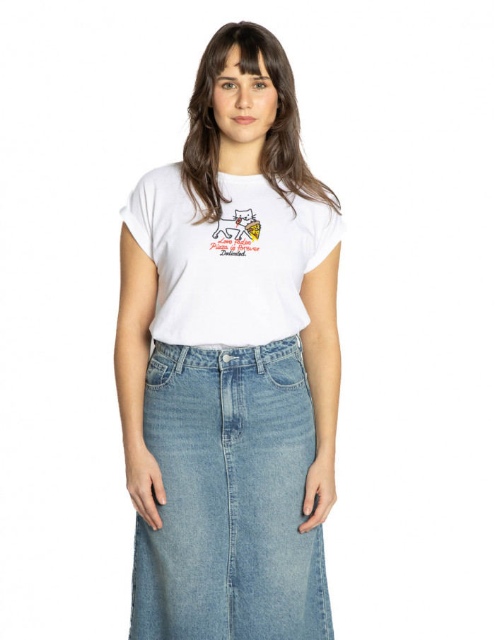 camiseta blanca gato pizza love visby dedicated sommes demode zaragoza