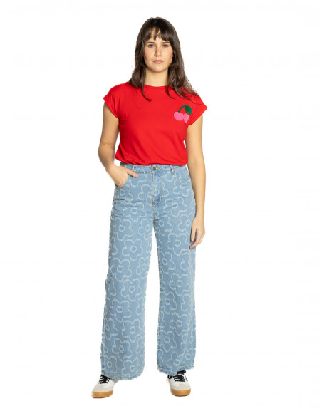 Pantalón denim textura flores Compañía Fantástica Sommes Demode Zaragoza