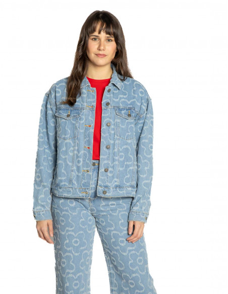 Cazadora denim textura flores Compañía Fantástica Sommes Demode Zaragoza