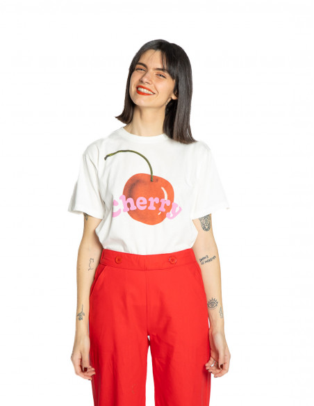 Camiseta blanca estampado cherry Compañía Fantástica Sommes Demode Zaragoza