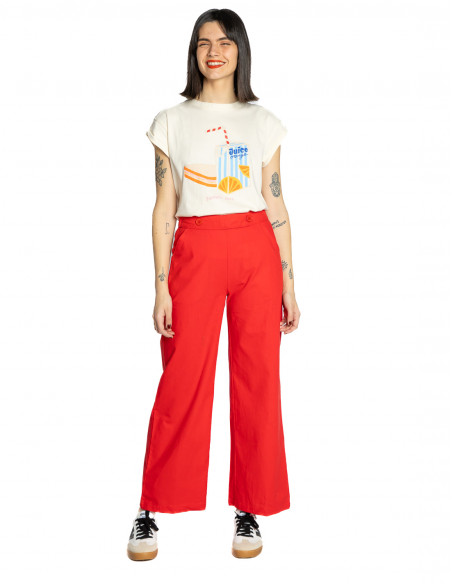 Pantalón recto rojo botones Compañía Fantástica Sommes Demode Zaragoza