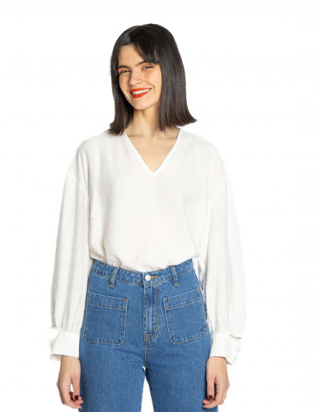 blusa blanca tejido con textura sunny cks sommes demode zaragoza