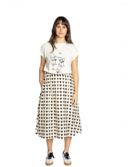 falda midi blanca corazones negros compañia fantastica sommes demode zaragoza