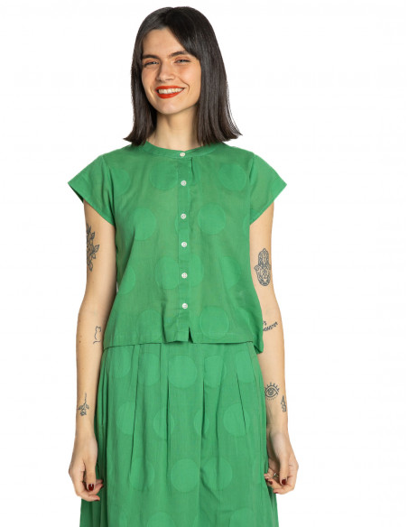 camisa crop verde textura circulos compañia fantastica sommes demode zaragoza