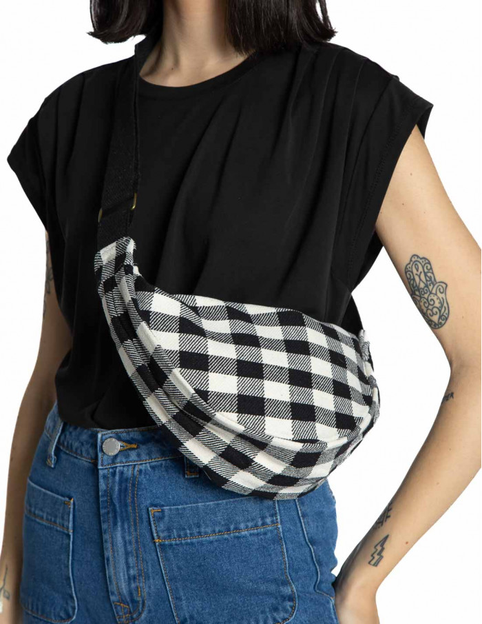 bolso riñonera cuadros negros brigitte king louie sommes demode zaragoza