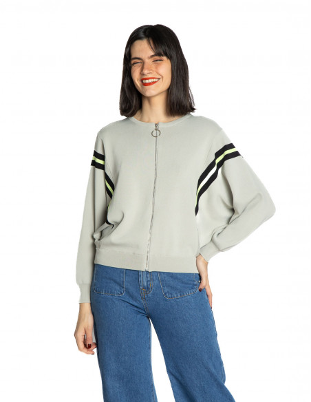 chaqueta cremallera gris contraste neon skatie sommes demode zaragoza