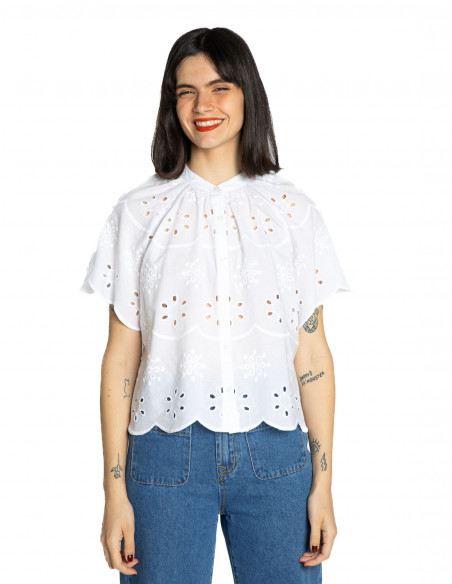 camisa algodon blanca con calados neda frnch sommes demode zaragoza