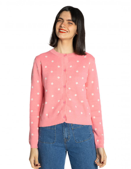 cardigan rosa con lunares blancos compañia fantastica sommes demode zaragoza
