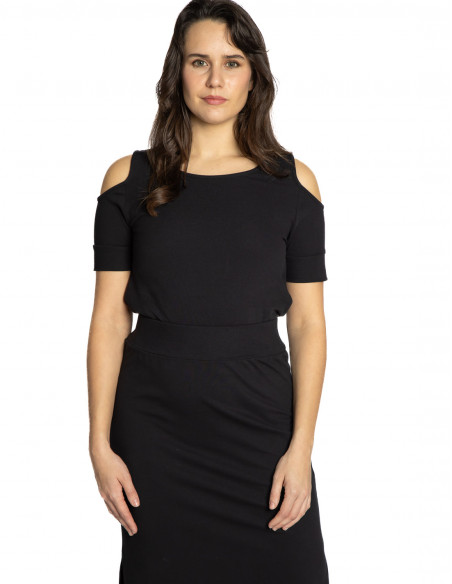 camiseta cut out hombros negra leza skfk sommes demode zaragoza