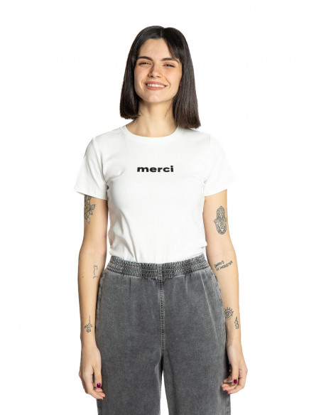 Camiseta blanca merci Grace and Mila Sommes Demode Zaragoza
