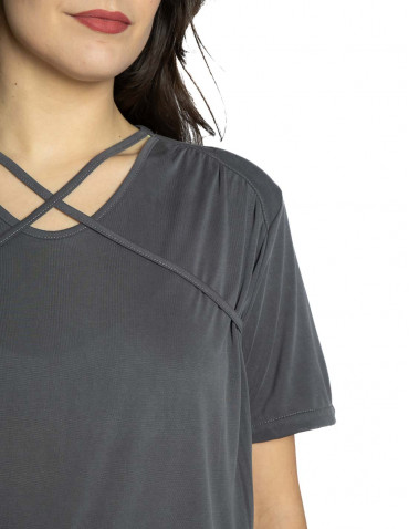 Camiseta modal con tiras en escote gris Skatie Sommes Demode Zaragoza 2
