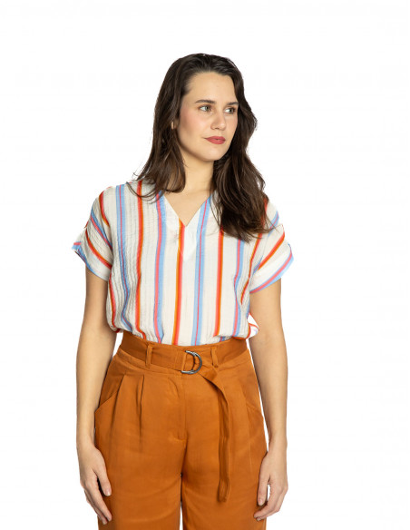 Blusa escote pico rayas verticales Saba CKS Sommes Demode Zaragoza