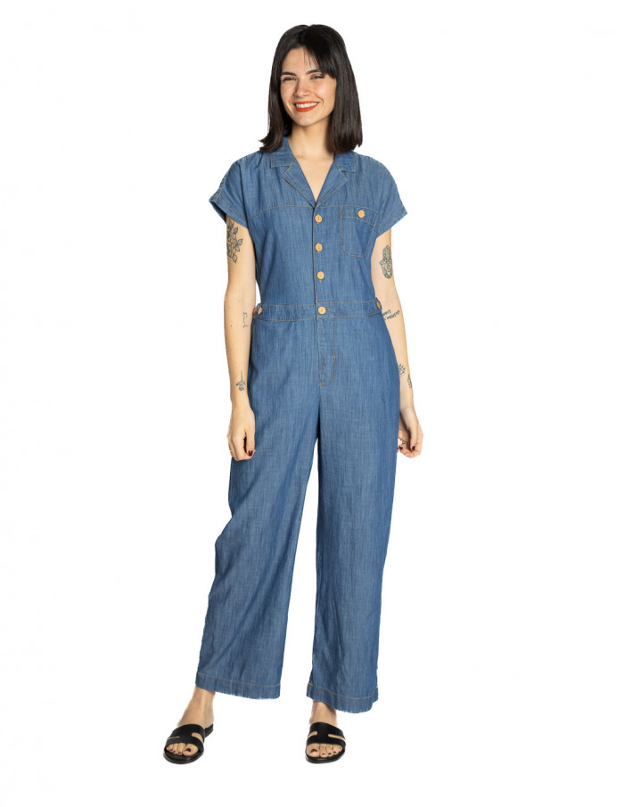 Mono largo denim con manga corta Nice Things Sommes Demode Zaragoza