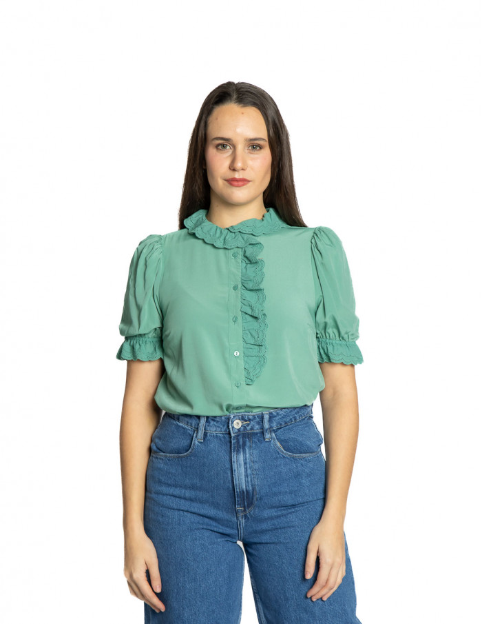camisa verde menta bordados reggie sommes demode zaragoza