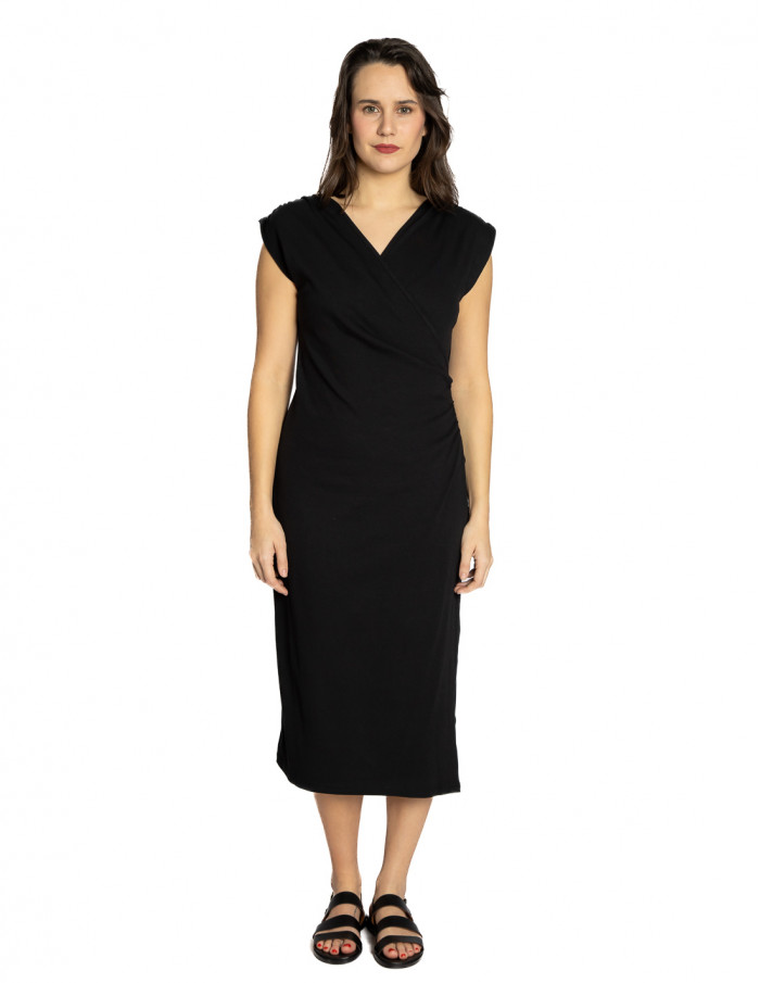 vestido midi cruzado canale negro pepa loves sommes demode zaragoza