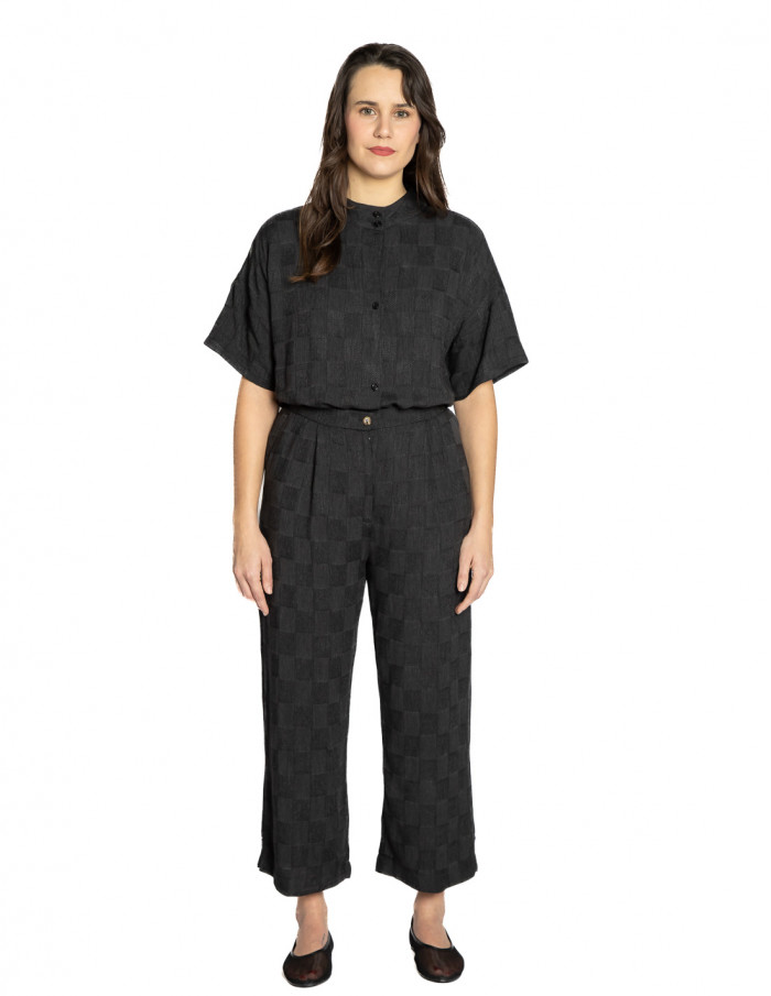 pantalon negro textura cuadricula pan sommes demode zaragoza