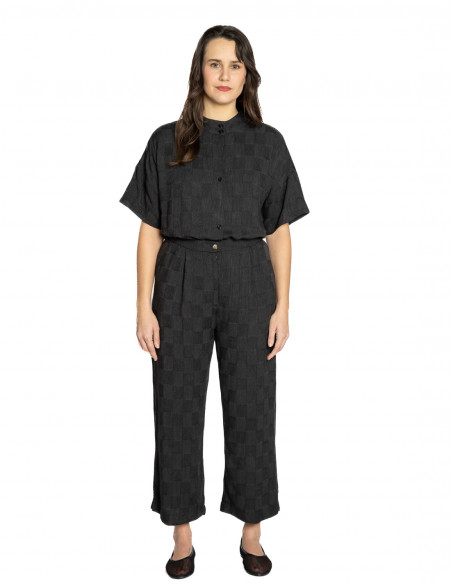 pantalon negro textura cuadricula pan sommes demode zaragoza