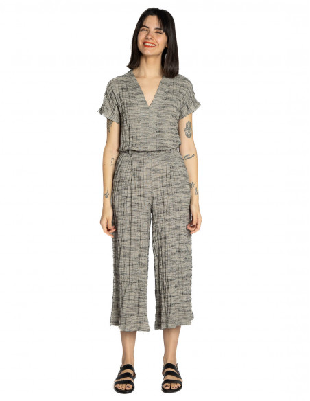 pantalon culotte de punto gris jaspeado pan sommes demode zaragoza
