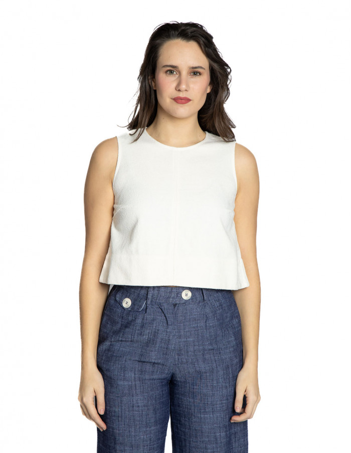 top crop sin mangas con textura blanco wildpony sommes demode zaragoza