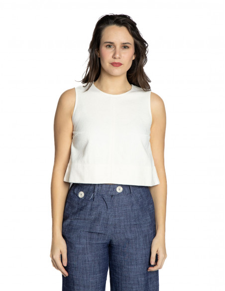 top crop sin mangas con textura blanco wildpony sommes demode zaragoza