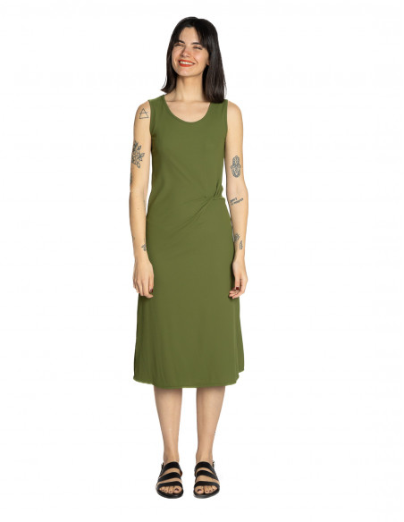 vestido midi de canale verde con fruncido skatie sommes demode zaragoza