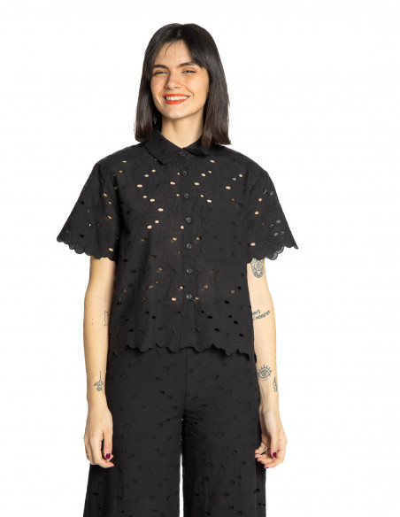 Camisa negra encaje Evelina King Louie Sommes Demode Zaragoza