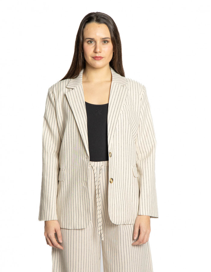 Blazer crudo raya diplomática negra Pia Grace & Mila Sommes Demode Zaragoza