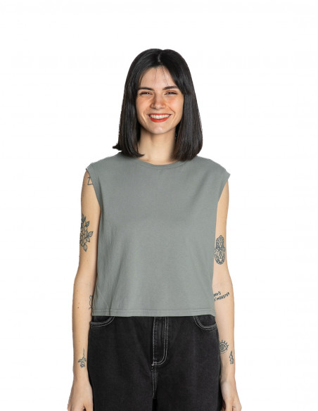 camiseta crop gris vintage ouky american vintage sommes demode zaragoza