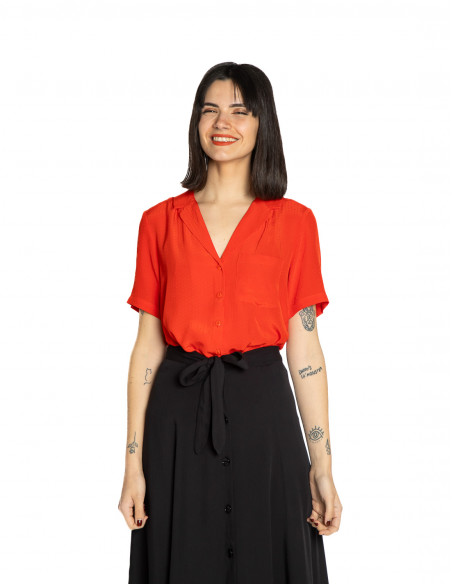 camisa tejido fluido roja bella king louie sommes demode zaragoza