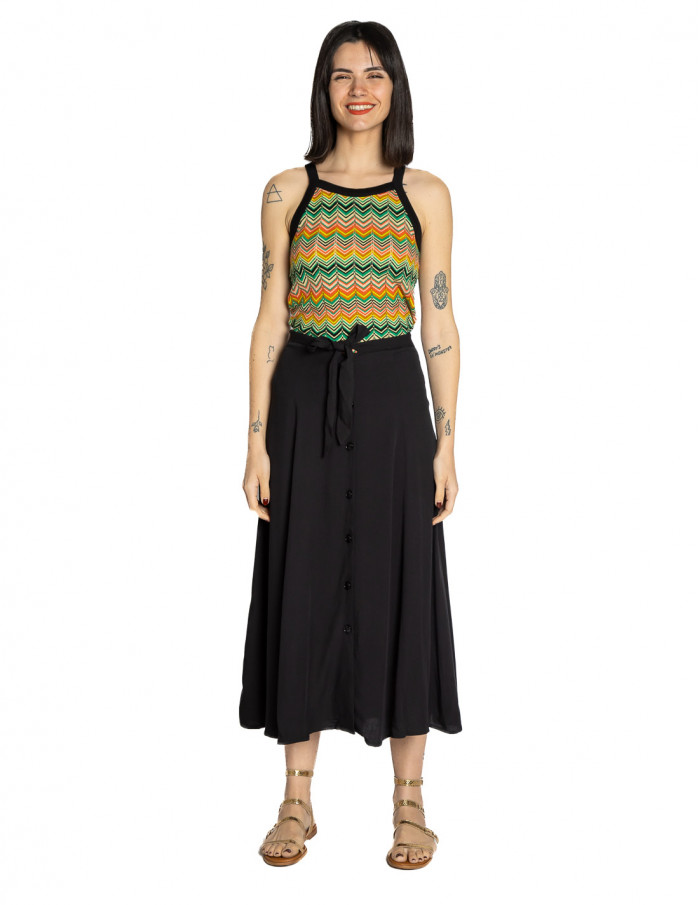 falda midi negra tejido fluido judy king louie sommes demode zaragoza